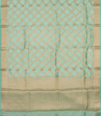 Aquamarine Handloom Banarasi Organza Silk Saree With Stripes-BE1640