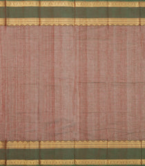 Brown Handloom Kanchi Cotton Saree With Checks & Contrast Border-KC1643