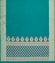 Cyan Woven Blended Satin Saree With Floral Zari Border-BL6012
