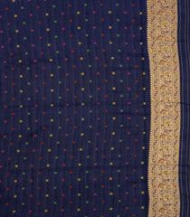 Midnight Blue Woven Art Dupion Saree With Meena Floral Border-BL5922
