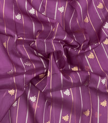Mauve Woven Pure Organza Silk Saree With Zari Stripes & Buttas-KS1076