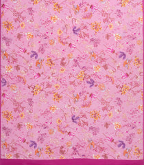 BubbleGum Pink Printed Crepe Silk Saree With Floral Motifs-PS0916