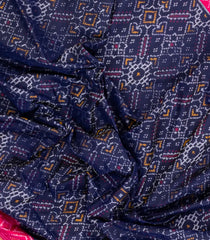 Navy Blue Handloom Pochampally Ikat Silk Saree With Tie & Dye Motifs -IK0420
