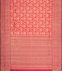Red Handloom Kanchipuram Silk Saree With Floral Zari Motifs-KA16141