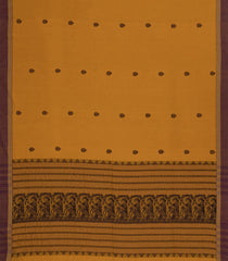 Oil Mustard Handloom Bengal Cotton Saree With Floral Buttas-BG1623