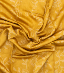 Mustard Woven Tussar Silk Saree With Printed Floral Motifs-TU3081
