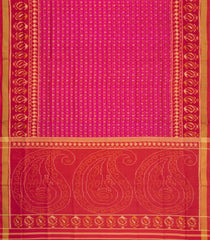 Pink Handloom Rajkot Patola Ikat Silk Saree With Tie & Dye Floral Motifs-IK0484
