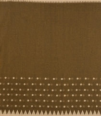 Dark Olive Woven Bengal Cotton Saree With Floral Motifs-BG1839