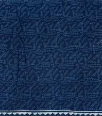 Indigo Printed Jaipur Cotton Saree With Floral Motifs-JC1619