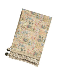 Taupe Woven Blended Viscose Saree With Embroidered Floral Motifs-BL3831