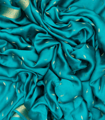 Cyan Woven Mysore Silk Saree With Floral Buttas-MS3068