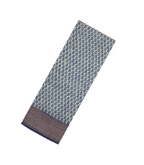 Steel Blue Printed Chanderi Cotton Saree With Zari Border-CC1509