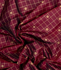 Crimson Handloom Kanchipuram Silk Saree With Zari Checks & Buttas-KA15668