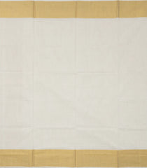 Off White Handloom Kerala Cotton Saree With Zari Border-KEC1063