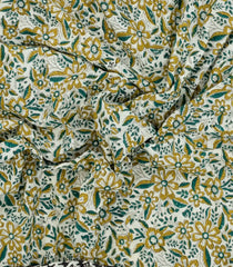 Cream Printed Jaipur Cotton Saree With Floral Motifs-JC1471