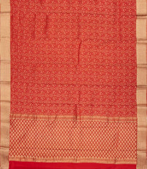 Red Mysore Crepe Silk Saree With Peacock Floral Motifs-MS3109