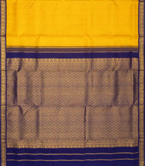 Yellow Handloom Kanchipuram Korvai 9 Yards Silk Saree With Checks