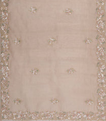 Cream Woven Pure Organza Silk Saree With Meena Floral Embroidery -EN2106