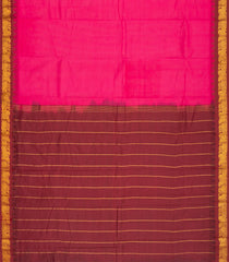 Hot Pink Woven Chirala Cotton Saree With Stripes & Contrast Temple Border-CR1311