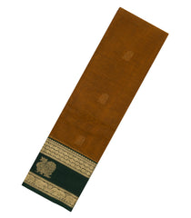 Oil Mustard Handloom Kanchi Cotton Saree With Horse Buttas-KC1760
