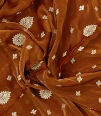 Oil Mustard Woven Synthetic Blended Tissue Saree With Embroidered Motifs-EN2035