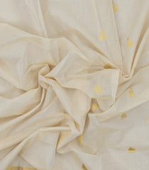 Off White Handloom Kerala Cotton Saree With Temple Buttas-KEC1035