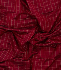 Maroon Handloom Maheswari Silk Cotton Saree With Checks & Zari Border-SC4842
