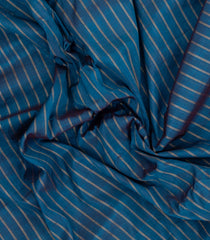 Blue Handloom Gadwal Silk Cotton Saree With Stripes-GA0397