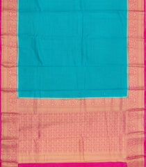 Turquoise Woven Blended Viscose Saree With Zari Checks-BL6097