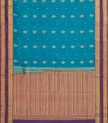 Cyan Woven Pure Silk Saree With Buttas & Contrast Border-EC2563