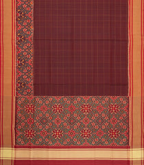 Maroon Handloom Rajkot Patola Silk Saree With Ikat Floral Motifs-IK0478