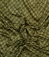 Green Printed Chanderi Cotton Saree With Zari Border-CC1621