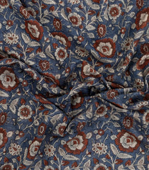 Grey Printed Jaipur Cotton Saree With Floral Motifs-JC1542
