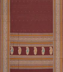 Brown Handloom Silk Cotton Saree With Buttas-SC4339