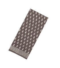 Dark Grey Printed Jaipur Cotton Saree With Printed Floral Motifs-JC1784