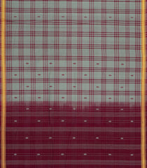 Shadow Green Woven Kadapa Cotton Saree With Checks-KN0705