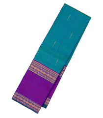 Cyan Handloom Kanchipuram Silk Saree With Jasmine Bud Buttas-KA13467