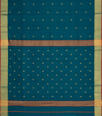 Teal Handloom Maheswari Silk Cotton Saree With Floral Buttas-SC4907