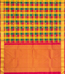 Multi Colour Handloom Kanchipuram Silk Saree With Checks & Buttas-KA15911