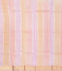 Peach Handloom Banarasi Organza Silk Saree With Floral Motifs-BE1405