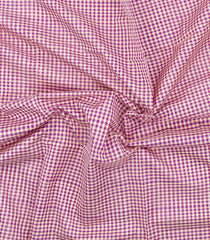 White & Pink Handloom Silk Cotton Saree With Checks & Zari Border-SC4628