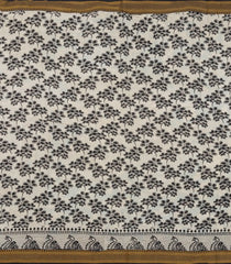 Taupe Printed Kalamkari Cotton Saree With Zari Border-KAL1213