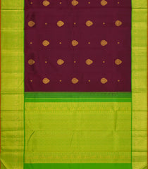 Maroon Handloom Korvai Kanchipuram Silk Saree With Zari Buttas-KA16721