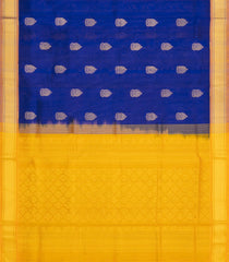 Blue Handloom Silk Cotton Saree With Buttas & Contrast Zari Border-SC4658