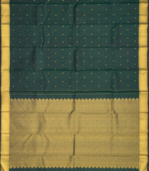 Bottle Green Handloom Kanchipuram Silk Saree With Kamalam Buttas-KA13058