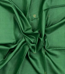 Green Handloom Tussar Silk Saree With Floral Buttas-TU3563