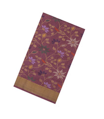 Dusty Pink Handloom Uppada Silk Saree With Meena Floral Motifs-UP0353