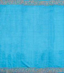 Sky Blue Woven Tussar Silk Saree With Floral Buttas-TU3589