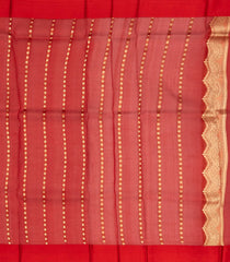 Crimson Handloom Banarasi Organza Silk Saree With Floral Buttas-BE1668