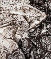 Black Woven Silk Saree With Printed Floral Motifs-PS0579